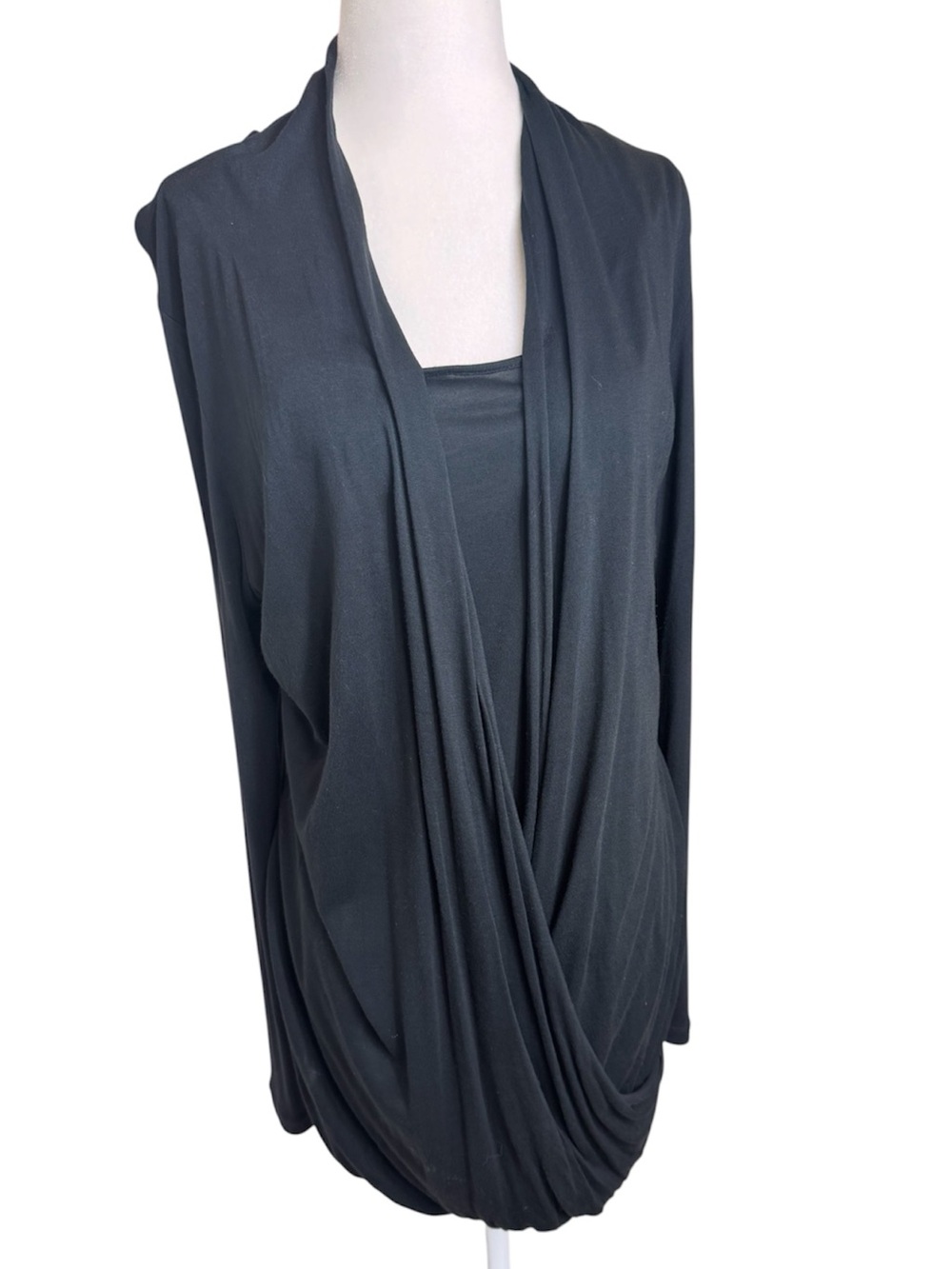 Cabi Black Draped Combo Tunic Top Medium